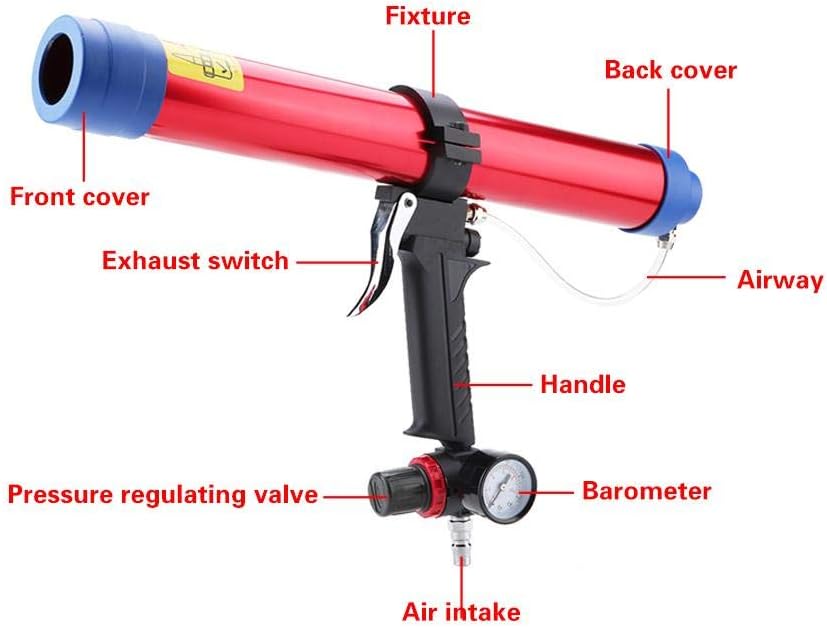 Marhynchus Sellador de pegamento de vidrio neumático Cartucho de pistola de calafateo Pistola de aire 300  600ML para aparatos electrónicos,