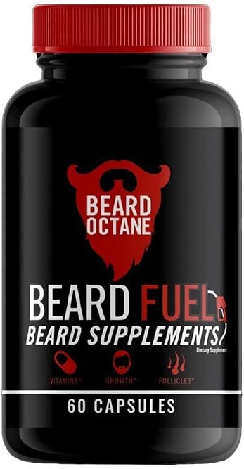 Beard Octane Combustible para barba – Complejo vitamínico para el crecimiento del cabello de la barba con biotina, vitamina A, vitamina C –