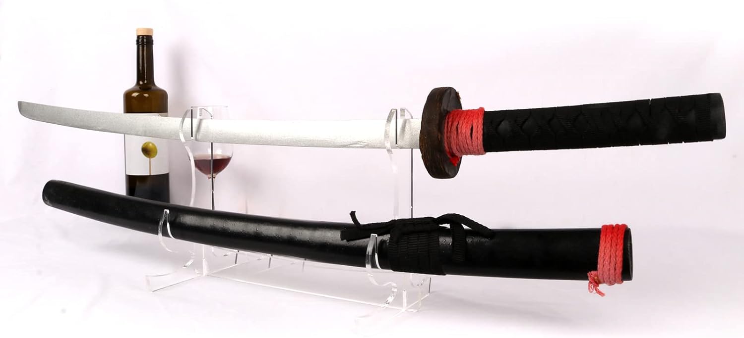 WANLIAN Soporte de espada de acrílico de dos capas montado en la pared Samurai Sword Hanger Display Holder Support All Swords