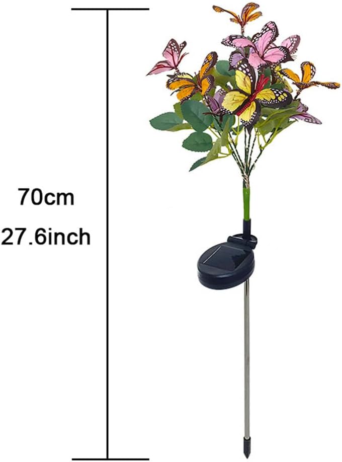 2 luces solares de mariposa para exteriores, luz de flores artificiales, decoración del hogar, lámpara de árbol de mariposa IP65, impermeable, luces