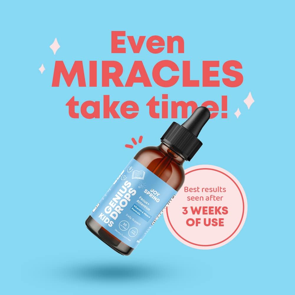JoySpring Vitaminas Focus para niños mezcla de vitaminas orgánicas de B9, B12, zinc y vitamina C y suplementos de enfoque y atención para niños que