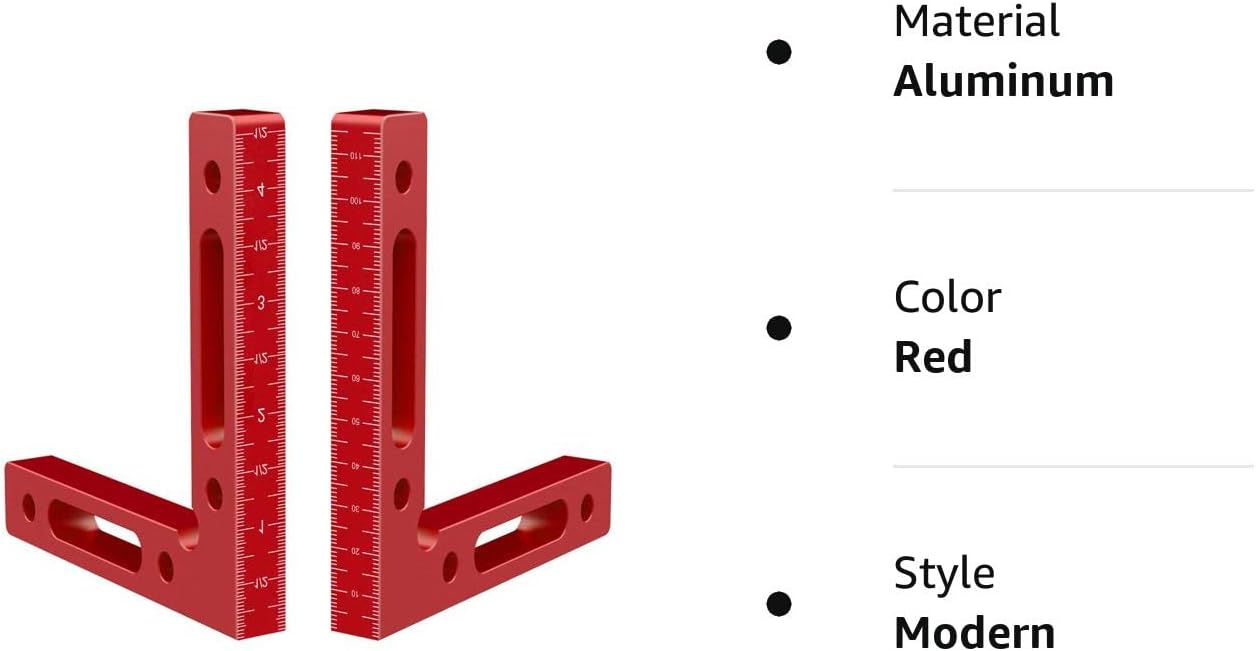2 cuadrados de posicionamiento de aleación de aluminio de 90 grados, abrazaderas de ángulo recto de 4.7 x 4.7 pulgadas, herramienta de carpintería