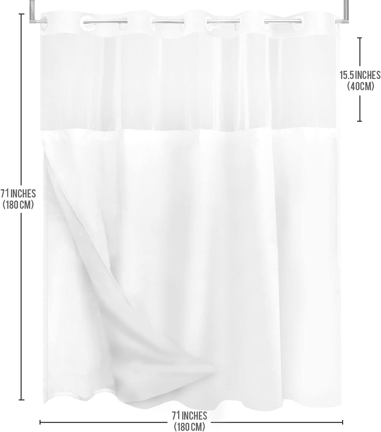 Tititex Juego de cortinas de ducha sin ganchos con forro de hojas de eucalipto naranja, doble capa de lujo, tela impermeable y transparente para