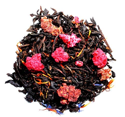 Nelson’s Tea – Frambuesa Earl Grey – Té negro de hojas sueltas – Té negro, frambuesas secas y pétalos de cártamo – 2 oz.