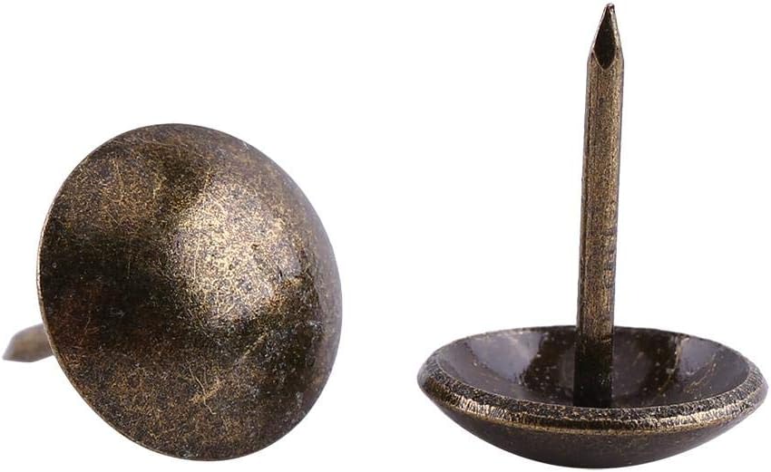 Hilitand 100 tachuelas de tapicería, alfileres de uñas de muebles, remaches de sofá, tachuelas de tapicería, latón antiguo (uñas lisas de 0.512 x