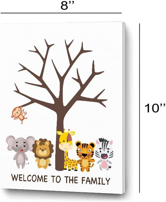 Árbol de huellas dactilares para revelación de género, lindos animales, ideas de libro de invitados para baby shower, ideas de fiesta de revelación