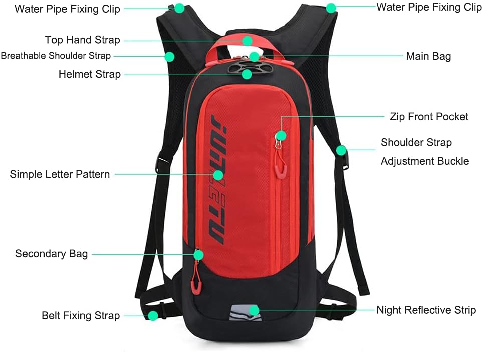 Croogo Paquetes de hidratación, mochila de hidratación con vejiga de hidratación de 2 litros, mochila de bicicleta impermeable transpirable para