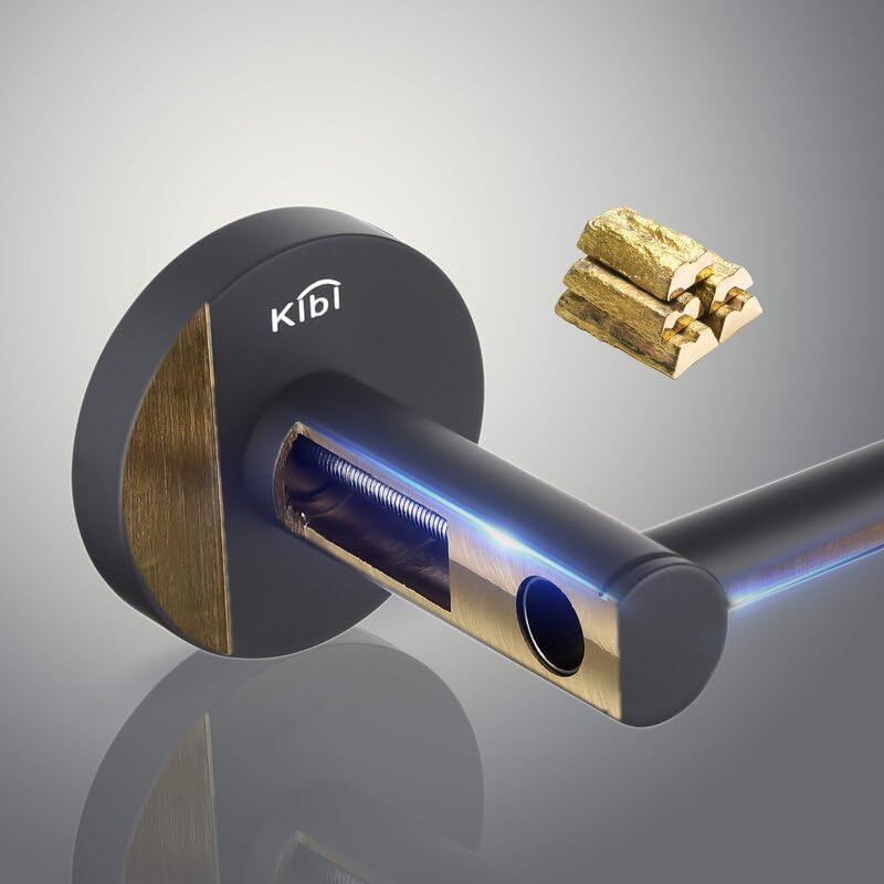 KIBI Juego de accesorios de baño circulares de 5 piezas  Toallero, anillo para toallas, soportes para papel higiénico, ganchos para bata (negro