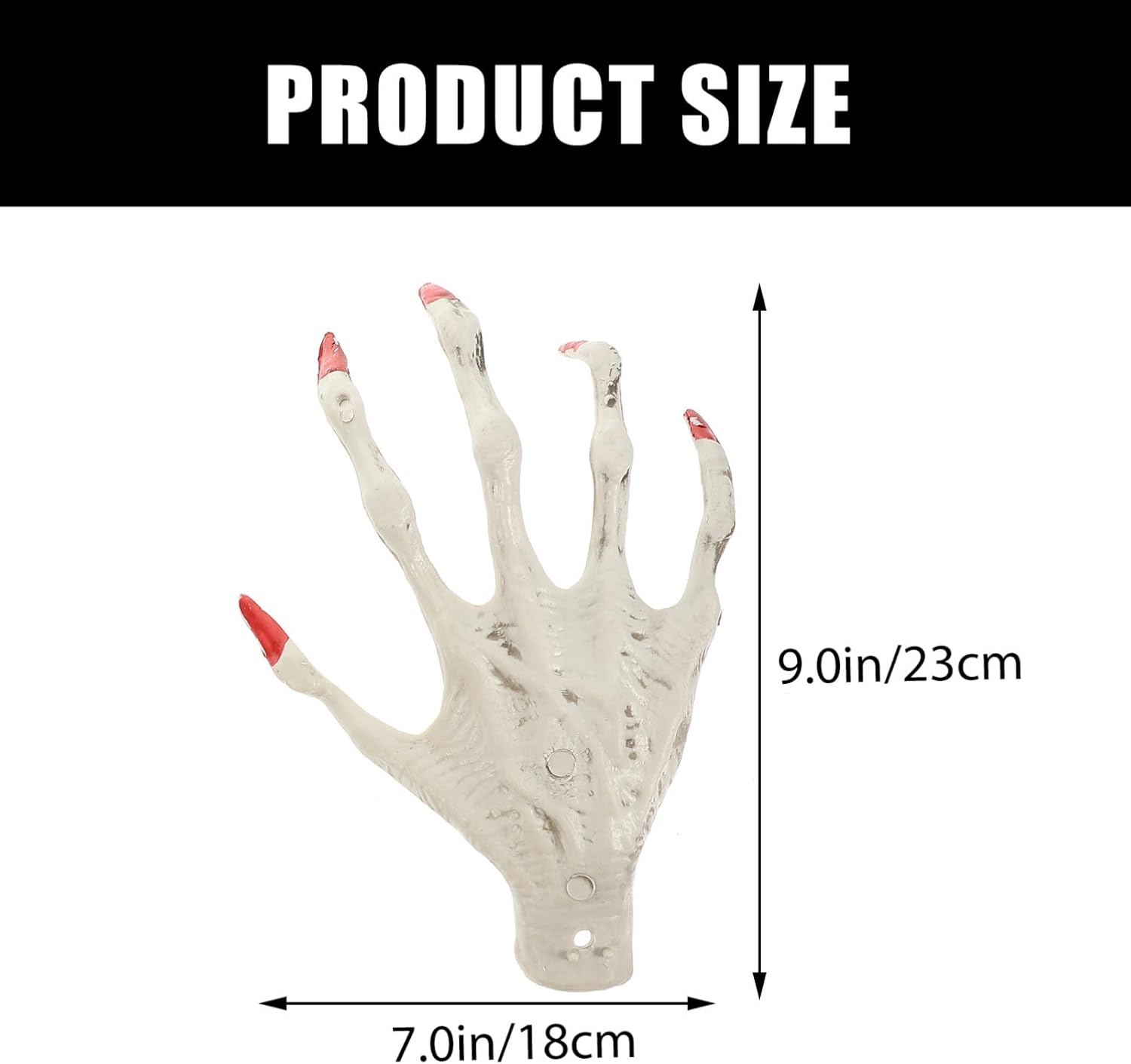 Manos de esqueleto de bruja de Halloween, manos de esqueleto aterradoras de plástico realistas con uñas rojas, mano de bruja falsa para fiesta de