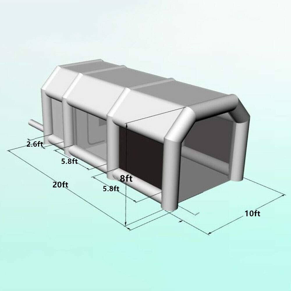 Cabina de pulverización inflable de 20 x 10 x 8 pies, cabina de pintura en aerosol inflable con sistema de filtro de aire para autos, pintura,