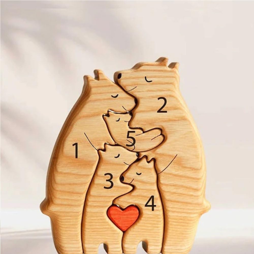 Rompecabezas de madera personalizado para la familia, regalos con nombre, rompecabezas de madera personalizable con 1-8 nombres, pieza decorativa