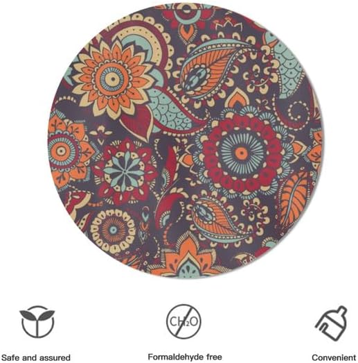 Mantel redondo de mandala bohemio de 60 pulgadas, colorido indio, bohemio, arte rústico, moderno, impermeable, reutilizable, para picnic, fiesta,
