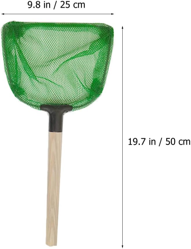 Gatuida Red de pesca, 2 unidades, red de aterrizaje de peces, red de captura de pesca con mango de madera, red cuadrada de camarones para peces, red