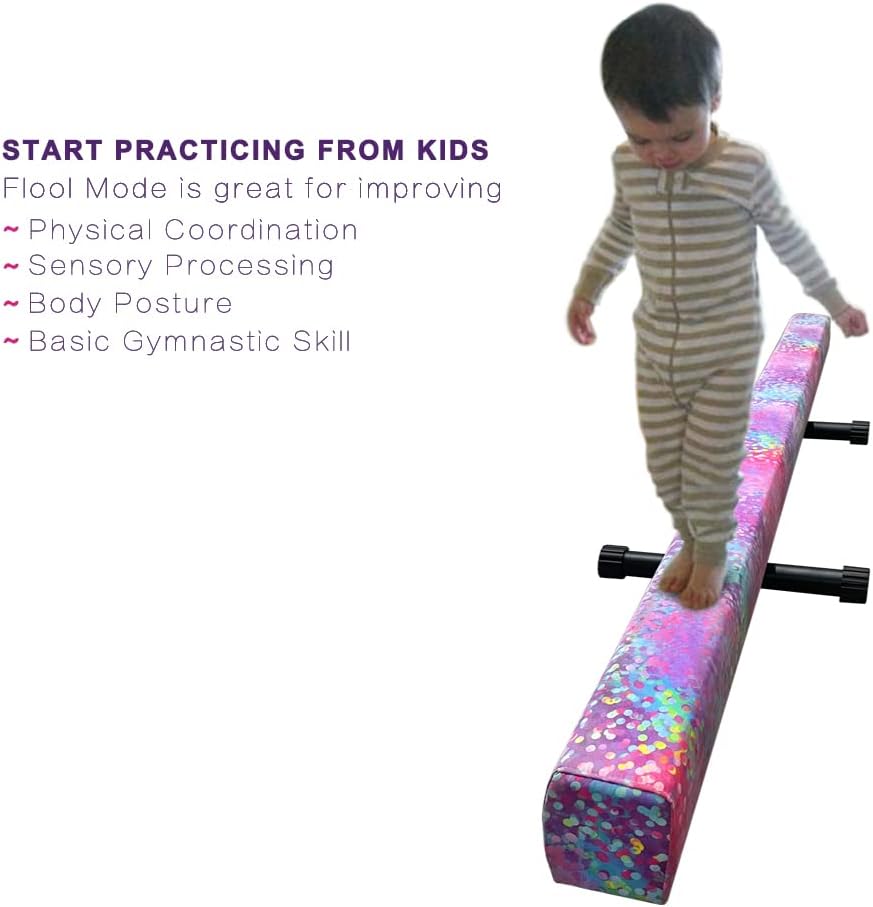 7.2ft Ultrasimple Adjustable&Foldable Balance Beam,High-Low Floor Beam Suede Gymnastics Equipment,No Tool Require, Gymnastics Beam for