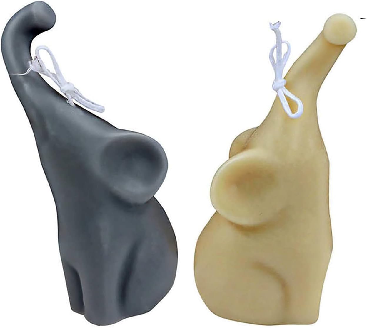 Grainrain Moldes de vela de silicona 3D elefantes haciendo cera jabón resina molde 2 piezas conjunto tamaño grande (SXY074)