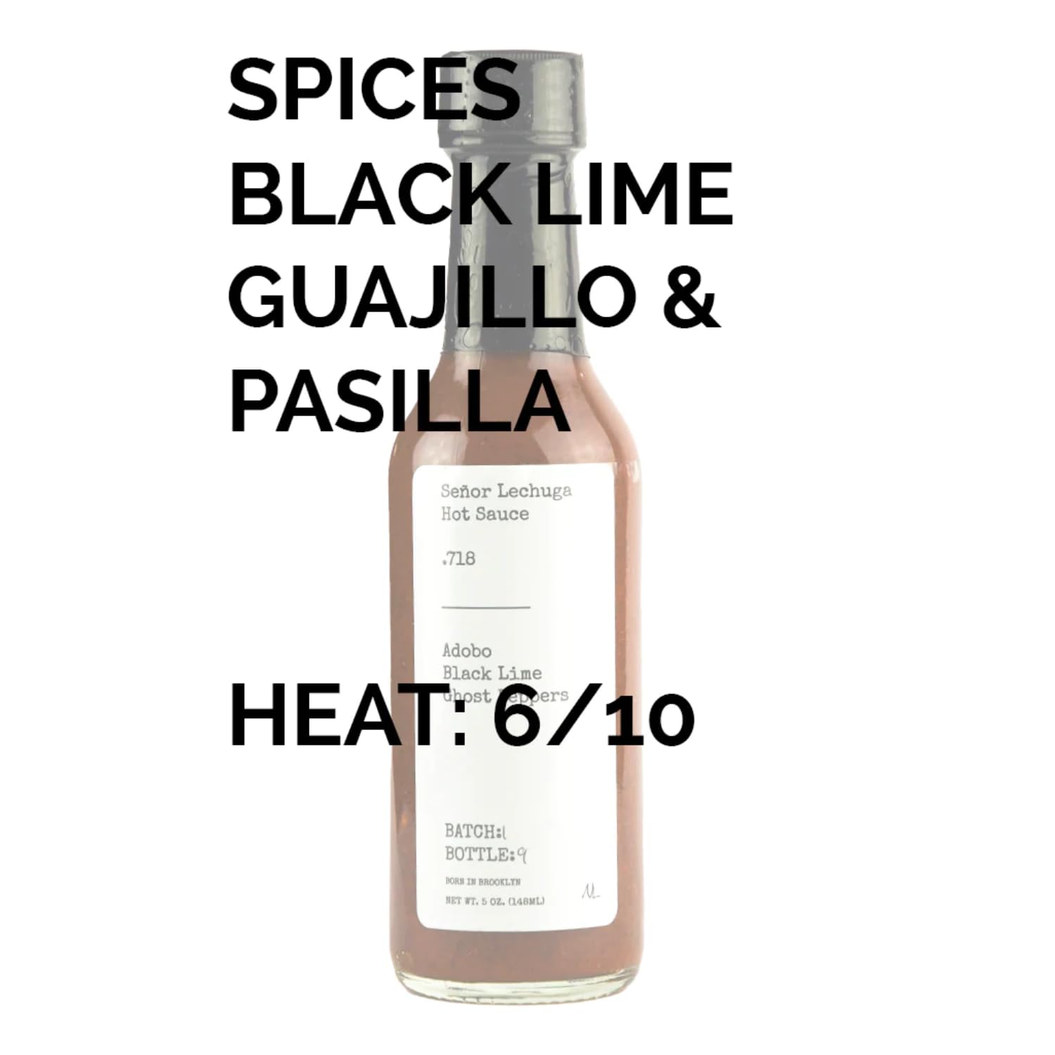 Salsa picante .718 de Senior Lechuga, calor medio con sabores de guajillo y pimientos Pasilla, hecha con todos los ingredientes naturales, botella