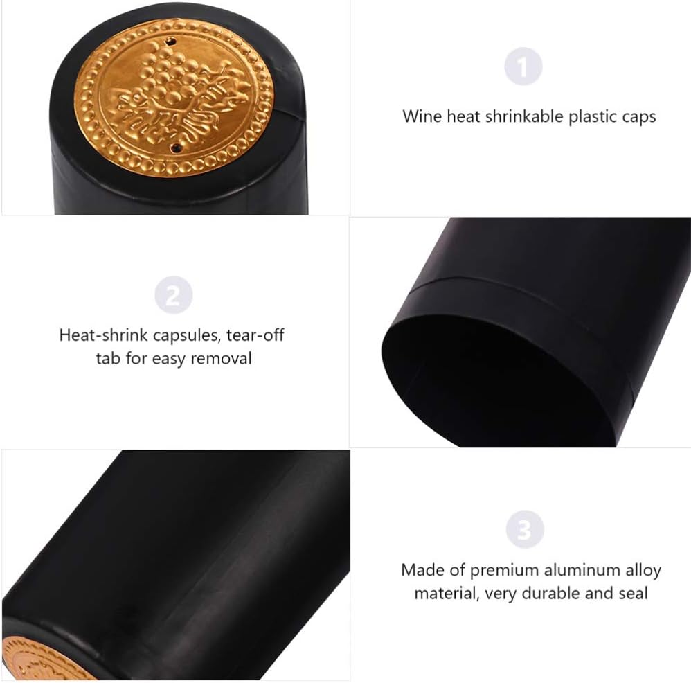 NUOBESTY 150 cápsulas termorretráctiles de vino, tapas retráctiles para botellas de sellos, fundas retráctiles, cubierta superior de botella, tapón