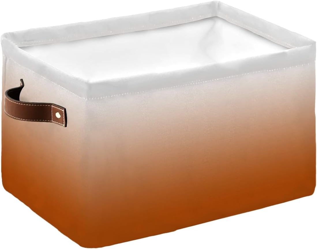 Thanksgiving Storage Basket for Organizing Shelves, Collapsible Storage Bins Boxes with Handle, Fall Orange Ombre Modern Abstract Art Aesthetics