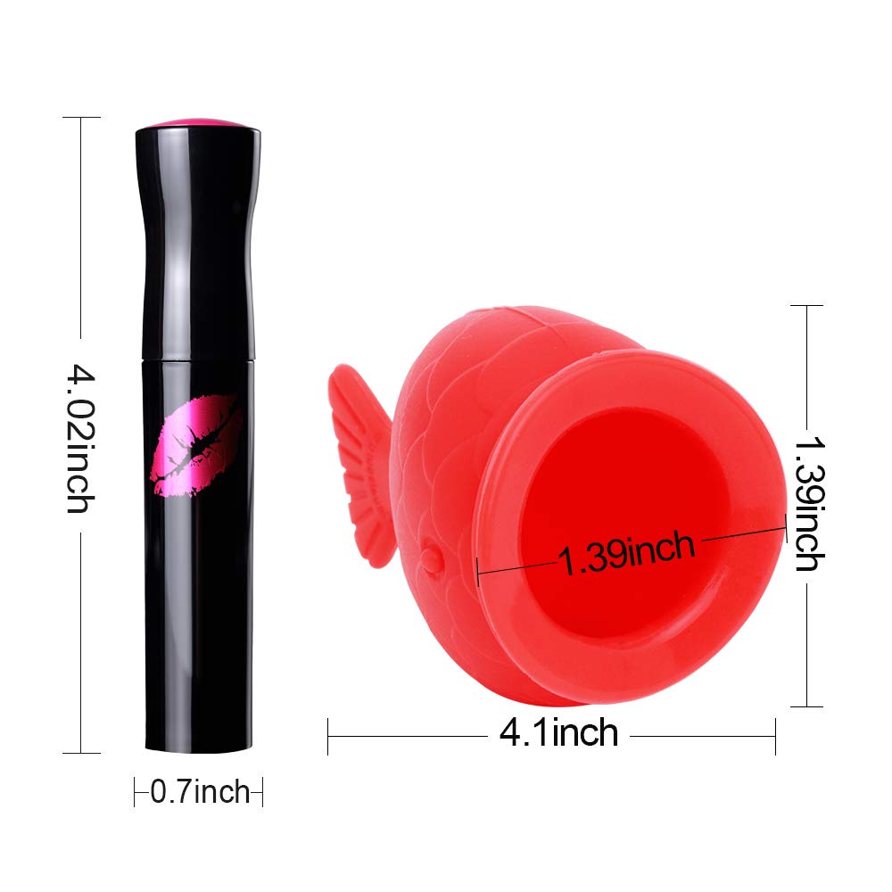 Dispositivo de relleno de labios+juego de brillo para labios, kit de herramientas de relleno de labios en forma de pez, potenciador de labios de