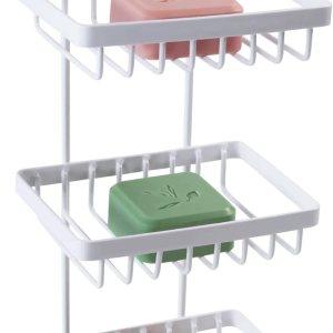 Soporte de jabón en barra para ducha, soporte de jabón de 3 niveles para pared de baño, soporte de barra de champú de acero inoxidable con 2 ganchos Soporte de jabón en barra para ducha, soporte de jabón de 3 niveles para pared de baño, soporte de barra de champú de acero inoxidable con 2 ganchos