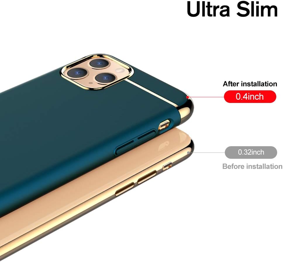 RORSOU – Carcasa para iPhone 11 Pro Max, 3 en 1, ultrafina y delgada, superficie mate antideslizante con marco galvanizado para iPhone 11 Pro Max de