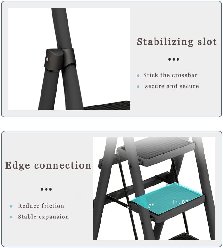 Escalera plegable con plataforma antideslizante, marco de acero portátil para adultos con pedal antideslizante, escalera de acero resistente