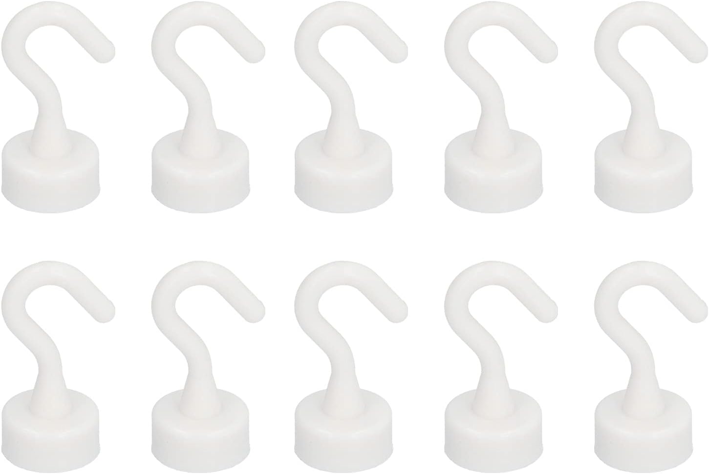 Estink 10 ganchos magnéticos, ganchos compactos de ABS de 11 libras, ganchos fuertes de plástico blanco para colgar, juego de ganchos para