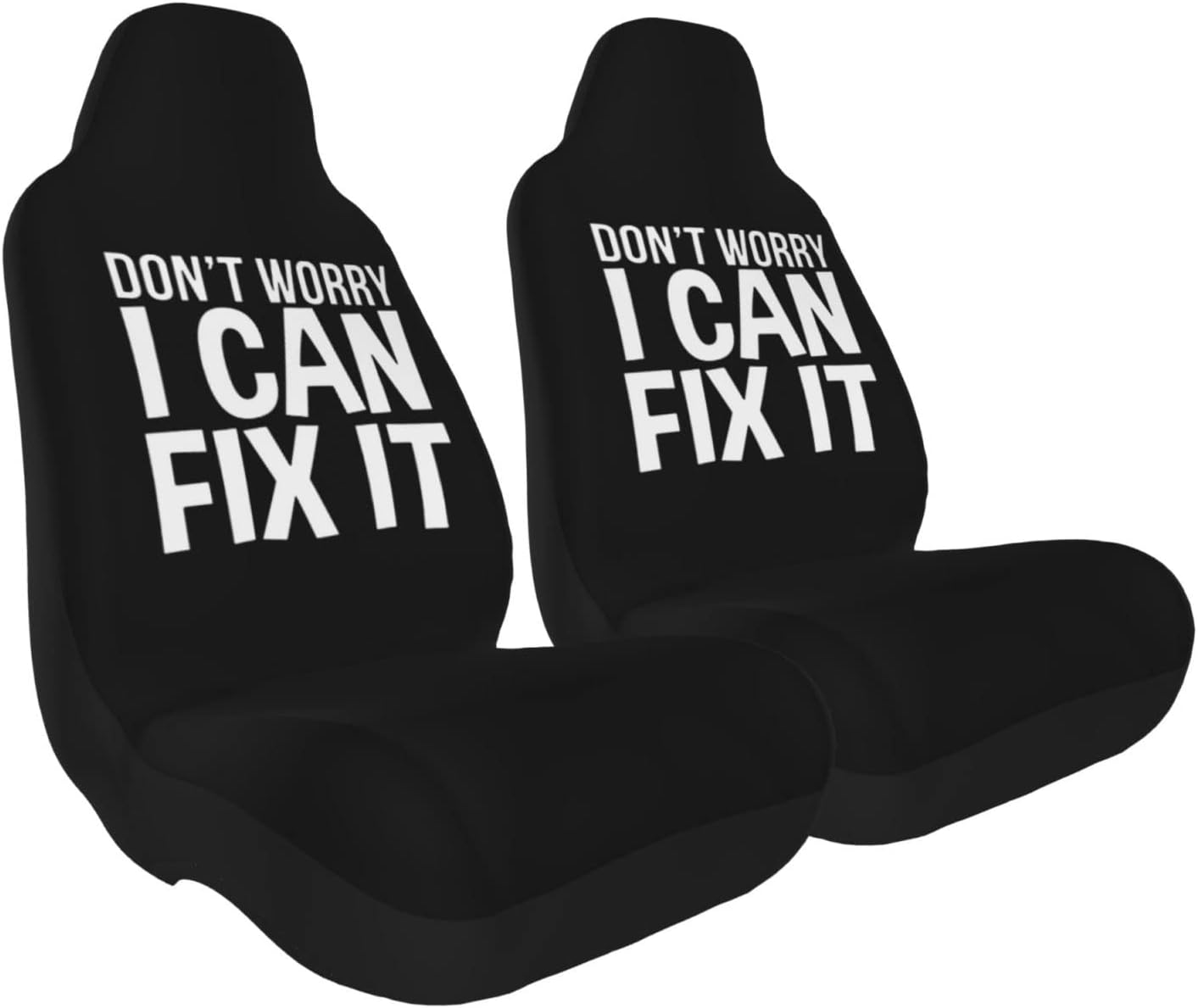 Don’t Worry I Can Fix It Universal Truck SUV Car Seat Cover Set Car Interior Seat Covers Black Two-Piece Set