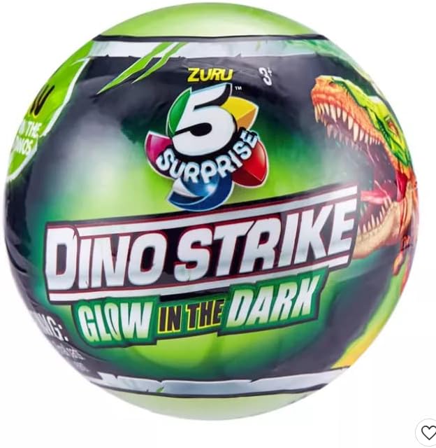 Zuru 5 Surprise Dino Strike – Juego de misterio que brilla en la oscuridad, paquete sorpresa de misterio de mini dinosaurio con calcomanías de
