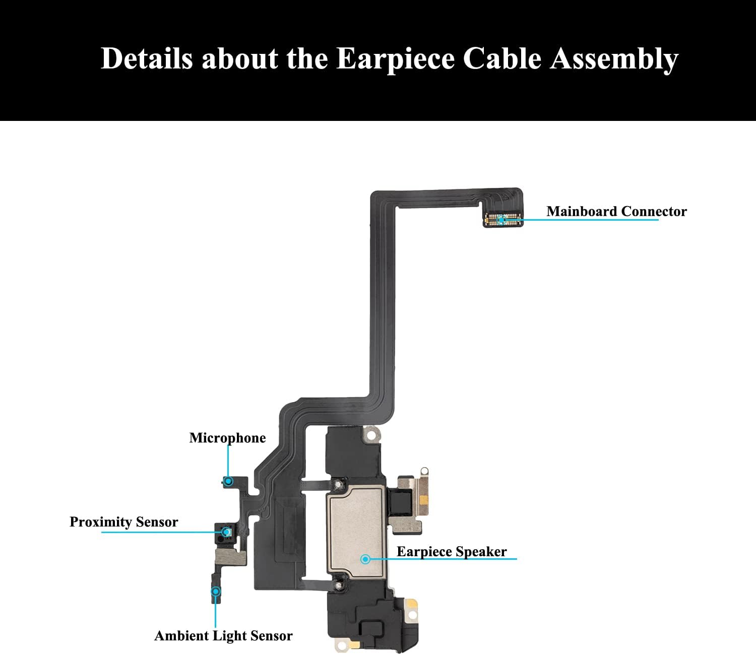 Para iPhone 11 Auricular Reemplazo de altavoz y auricular Pieza de oído Sensor de luz de proximidad Cable flexible con herramientas de reparación