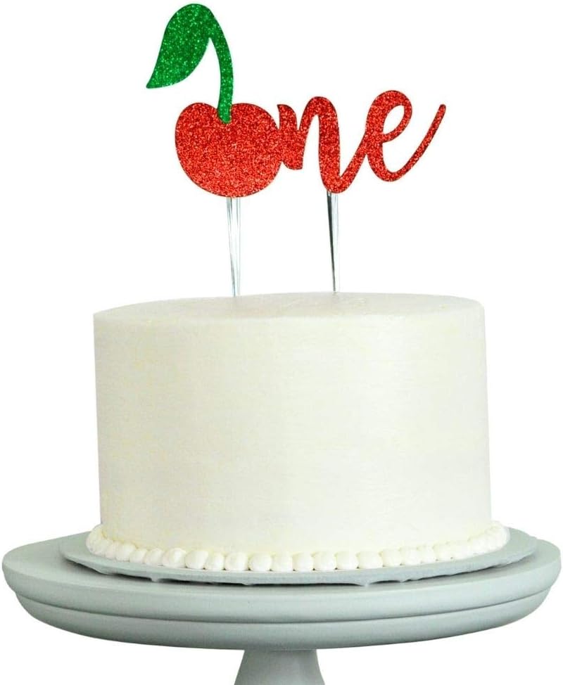 Decoración de pastel de cereza para fiesta de primer cumpleaños, decoración de pastel de frutas para primer cumpleaños, decoraciones de cumpleaños