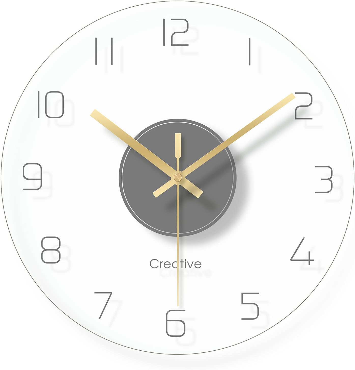 Reloj de pared de cristal transparente de 12 pulgadas, sin tictac, funciona con pilas, movimiento ultra silencioso, de cuarzo, para oficina, aula,