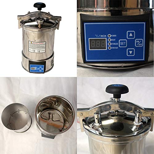YOHOSO Temporizador de 18L24L Pantalla digital de acero inoxidable portátil Microcomputadora automática Calefacción eléctrica Autoclave