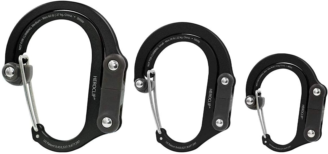 GEAR AID HEROCLIP Mosquetón giratorio de 360 y gancho (mediano) para camping, mochila, maletas y organización de garaje