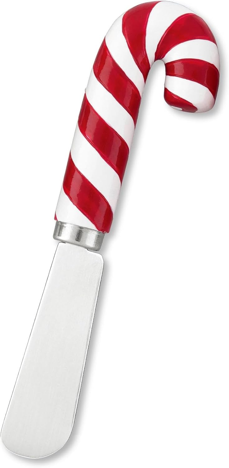 Supreme Housewares Cuchillos esparcidores de queso y mantequilla, decoración navideña, mango de resina pintado a mano de 4 piezas con hoja de acero