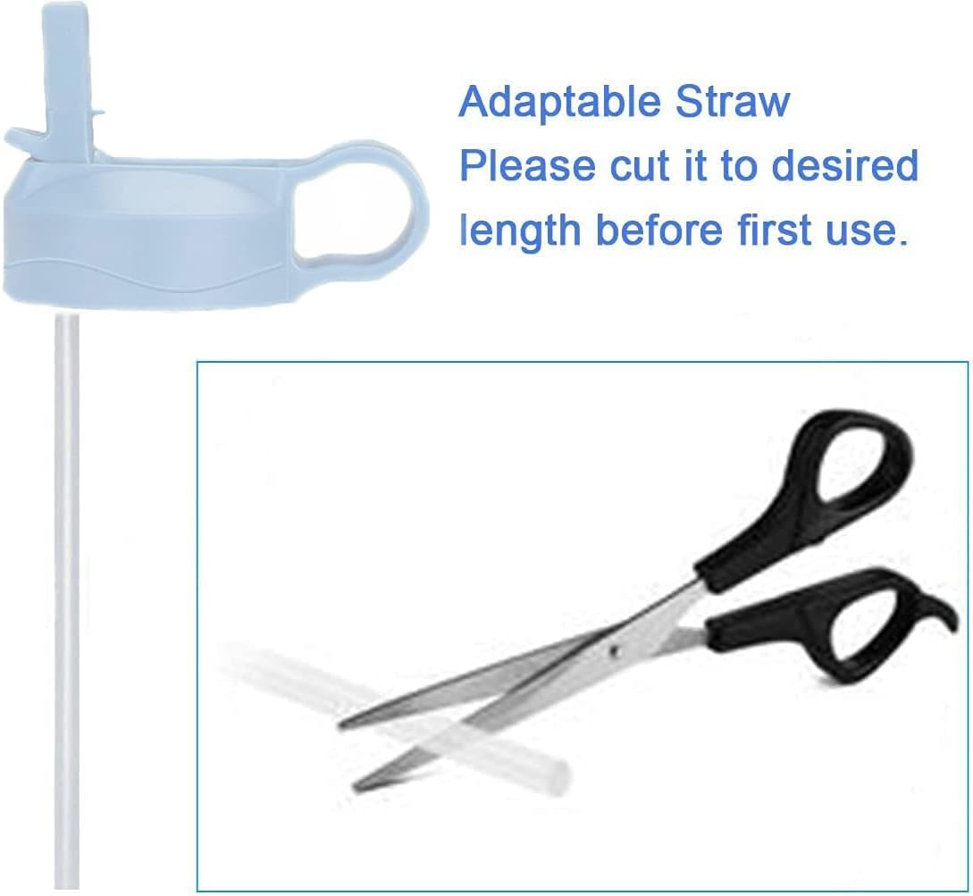 Wide Mouth Straw Lids Compatible with Most Sports Water Bottles, 2 Lids 2 Long Straws 2 Brushes in 1 Value Pack. (WatermelonBlack)