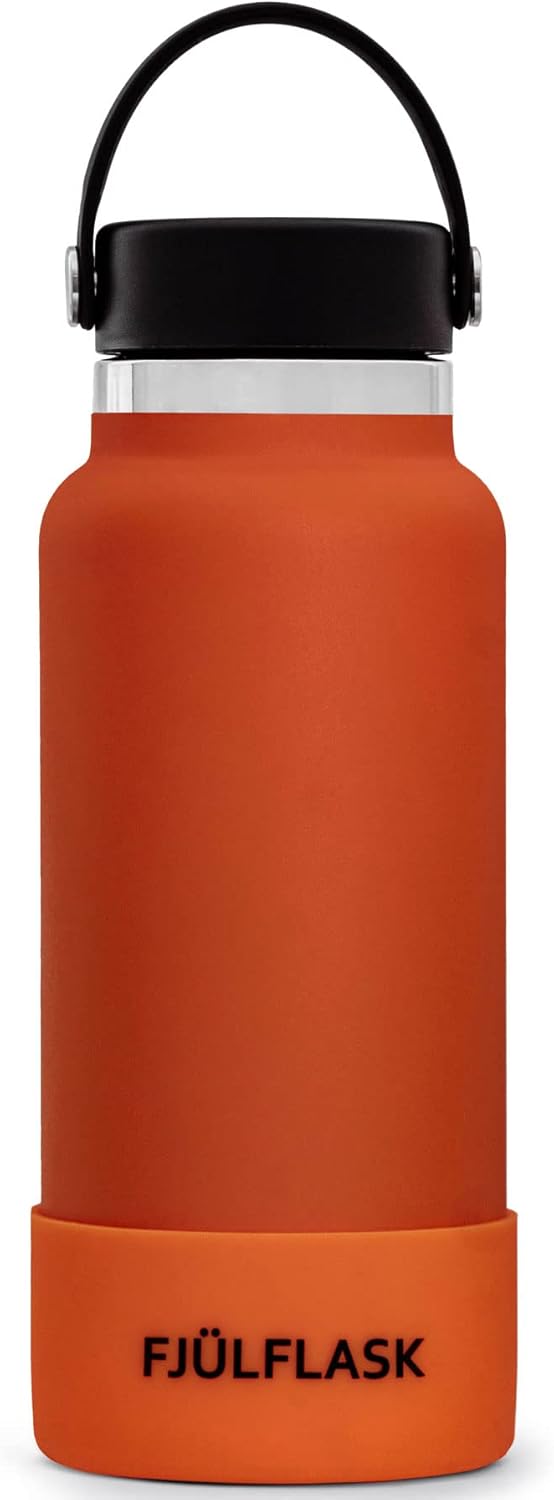 FJULflask – Botella de agua aislada al vacío de 32 onzas, taza térmica de acero inoxidable, tapa de boca ancha, tapa de rosca y tapa de rosca, la