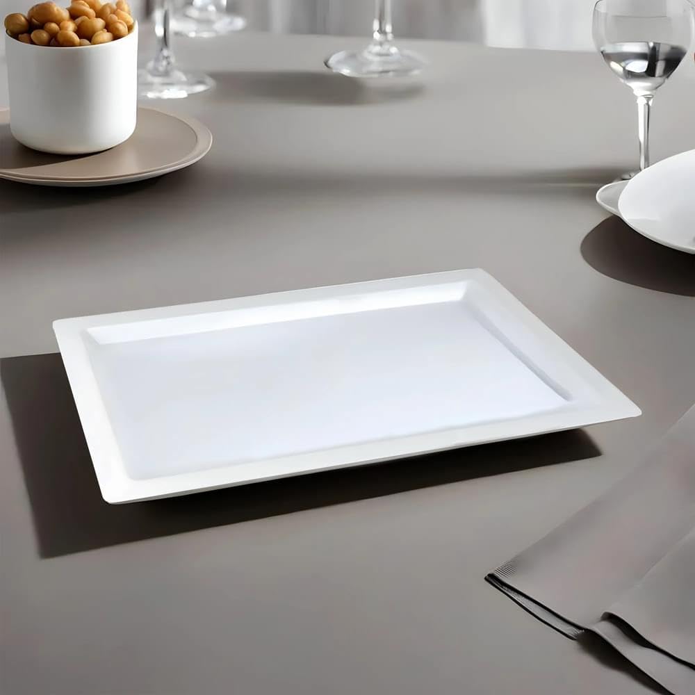 Elegante bandeja blanca, 12 x 18 pulgadas, 1 unidad, diseño elegante y bandeja versátil para servir, perfecta para entretener, comedor y decoración