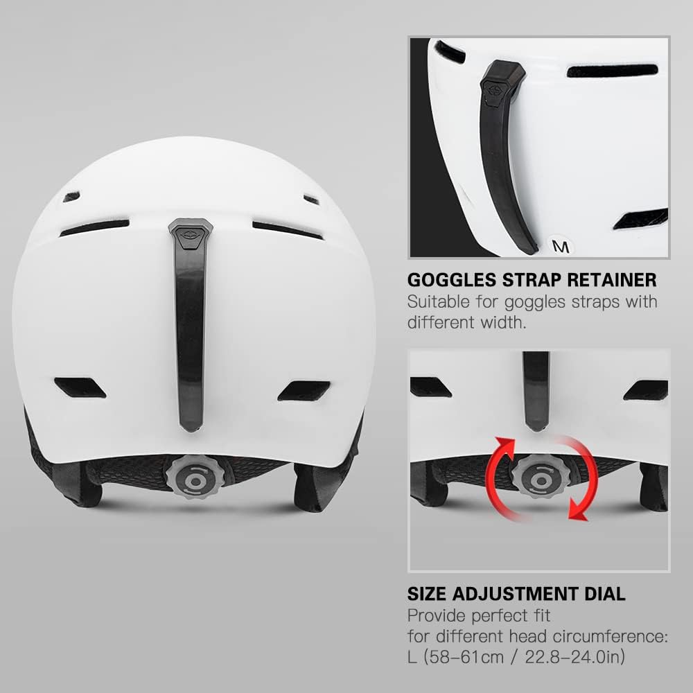 Lixada Casco de nieve, casco de esquí con gafas de esquí para deportes de nieve, casco de esquí de nieve y gafas antivaho y antirreflejos,