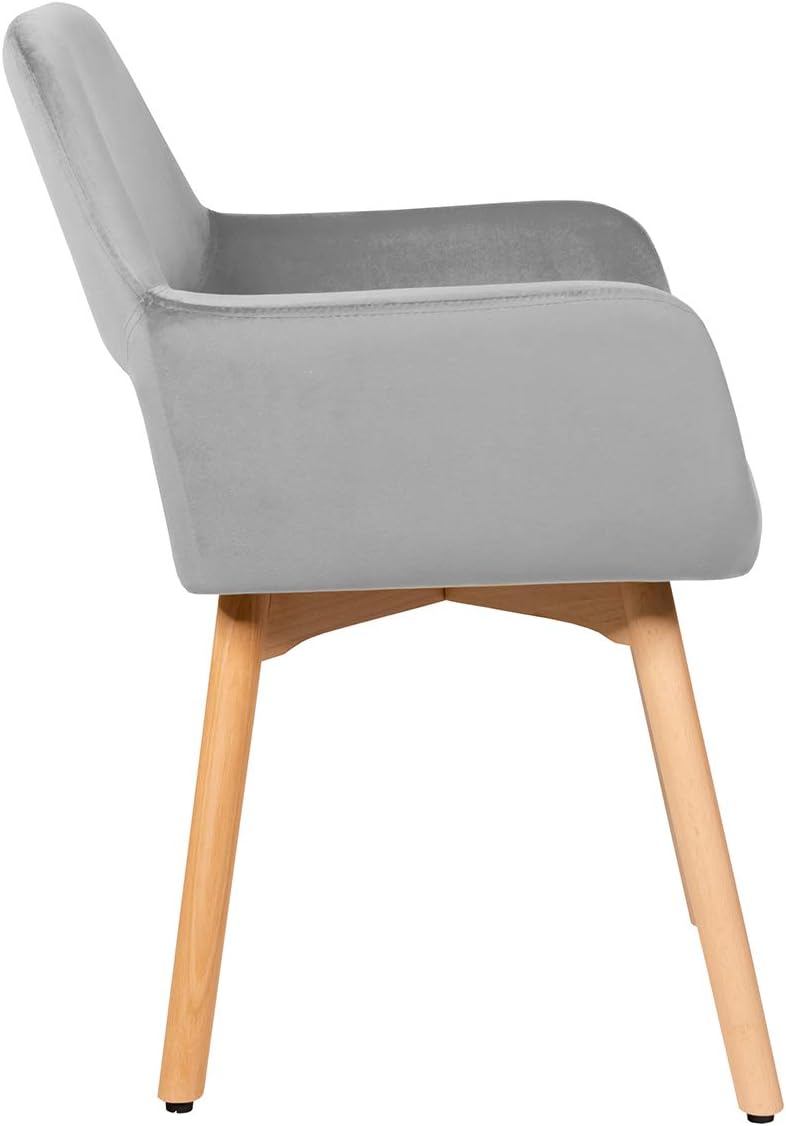 Giantex Juego de 2 sillas de comedor de terciopelo, silla moderna para sala de estar con patas de madera, almohadillas antideslizantes, soporte en