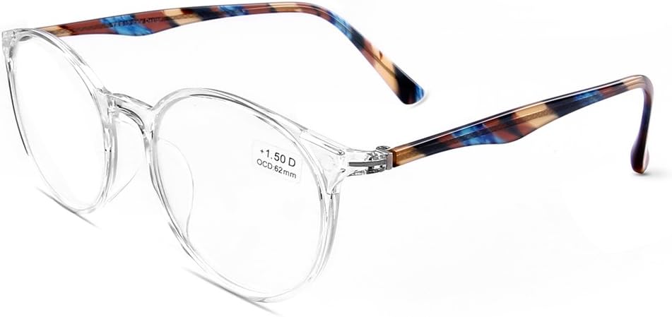 DOOViC Gafas de lectura de moda con diseño de Italia para mujeres y hombres, marcos transparentes con estuche +4.00 de fuerza