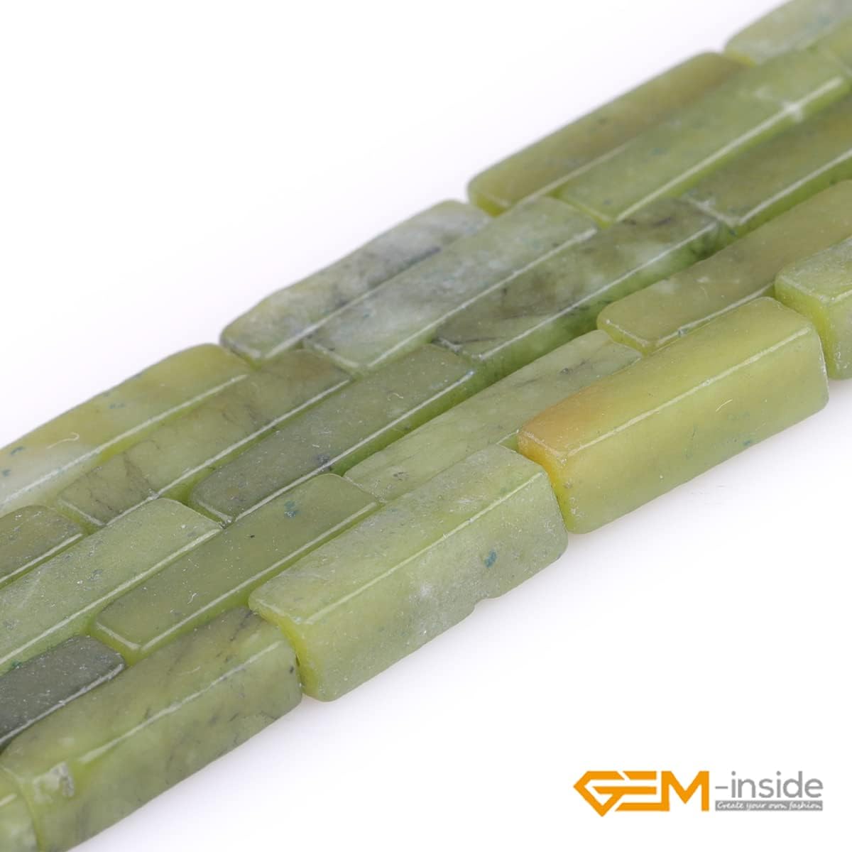 GEM-Inside – Tubo cuadrado rectangular de jade de nefrita verde natural de 0.157 x 0.512 in, cubo de columna cuboide, cuentas de piedra de chakras