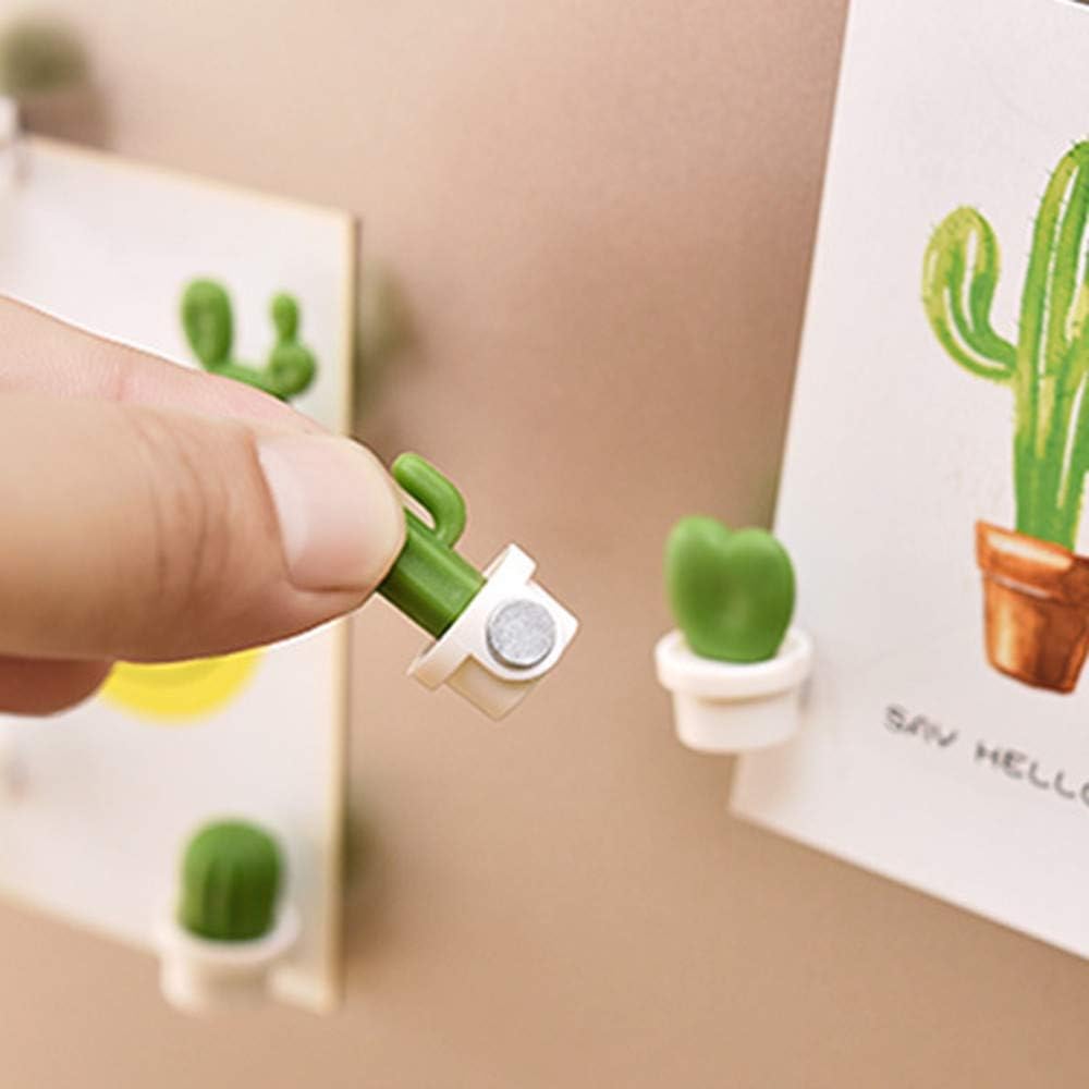 Imán de cocina para nevera, imán de oficina, pizarra blanca y tablero de limpieza en seco, bonito y colorido diseño en maceta, 12 juegos de cactus 2