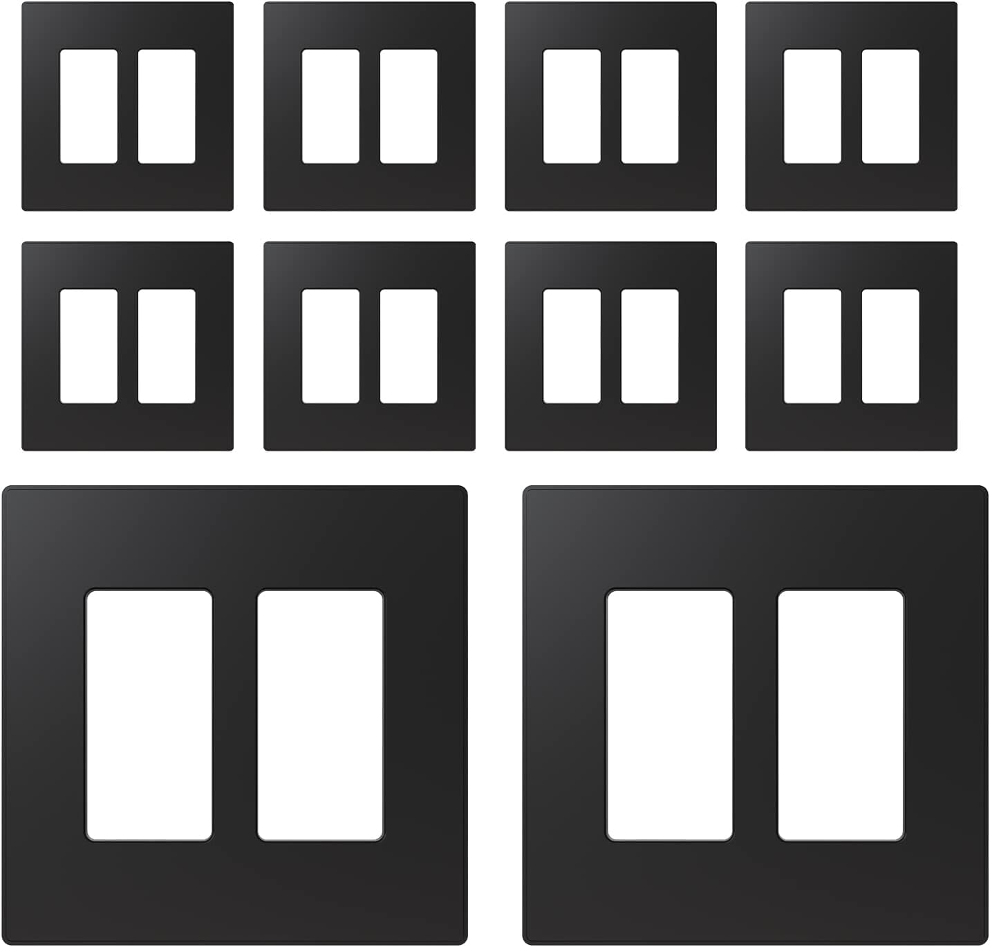 ELEGRP Placas decorativas de pared de 2 segmentos sin tornillos, cubierta frontal termoplástica irrompible de tamaño mediano para interruptor de