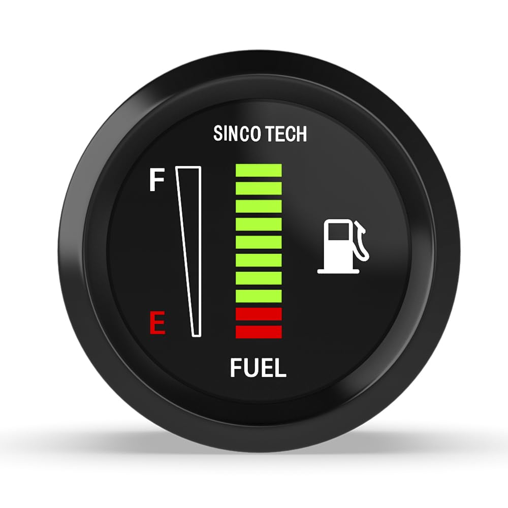 SINCO TECH Medidor de nivel de combustible universal de 2 ” 2.047 in 12 V Medidor de luz LED digital (medidor de combustible)