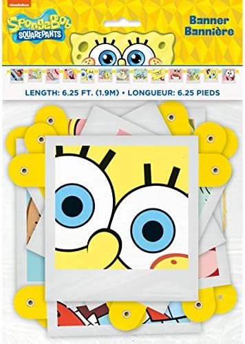 Paquete de decoración de Bob Esponja para fiesta de cumpleaños incluye 1 pancarta articulada, 1 mantel de mesa, 1 hoja de calcomanías de asur