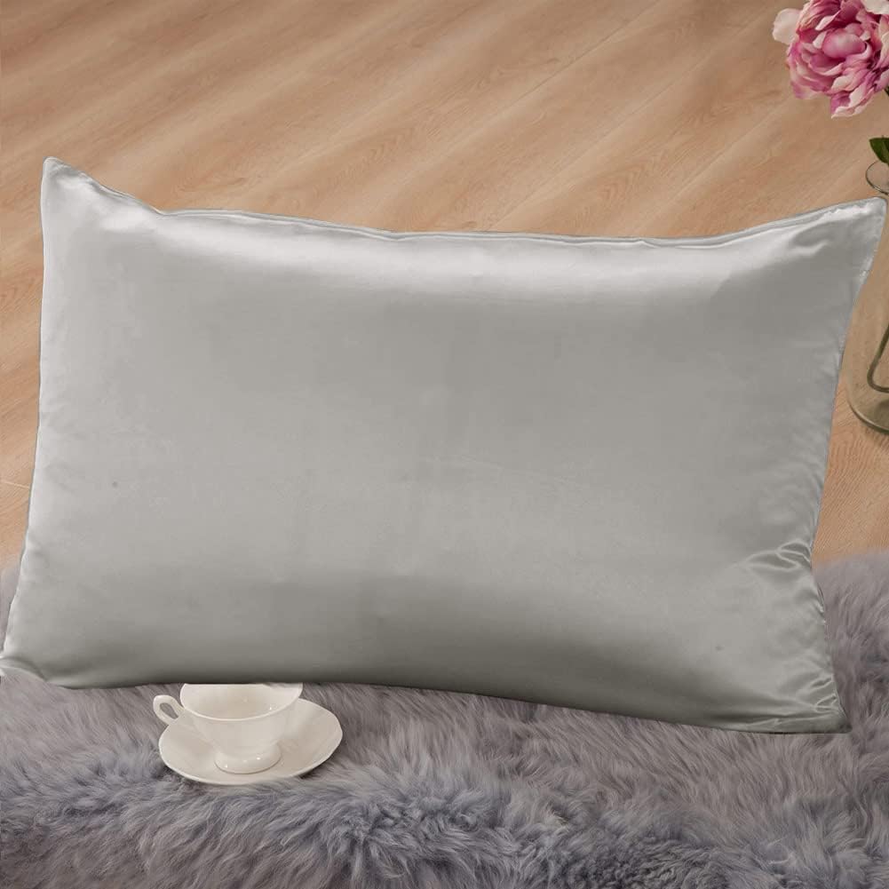 THXSILK Funda de almohada de seda de morera 100% pura con parte inferior de algodón para cabello y piel, fundas de almohada de seda de morera de