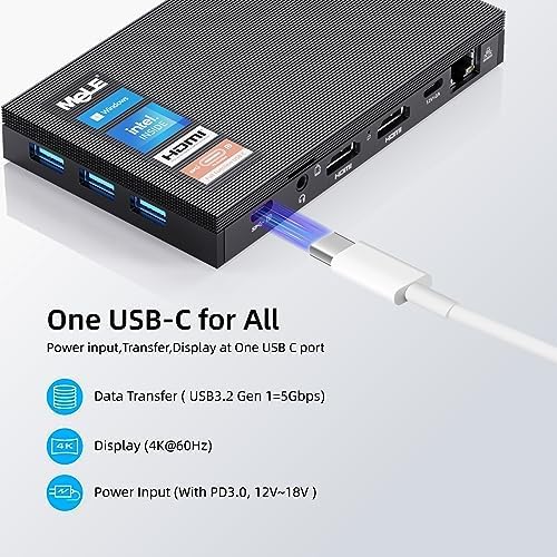 MeLE Quieter3C Mini PC sin ventilador Windows 11 Home, N5105 4GB 128GB Micro computadora de escritorio pequeño con función completa USB-C, WiFi5,