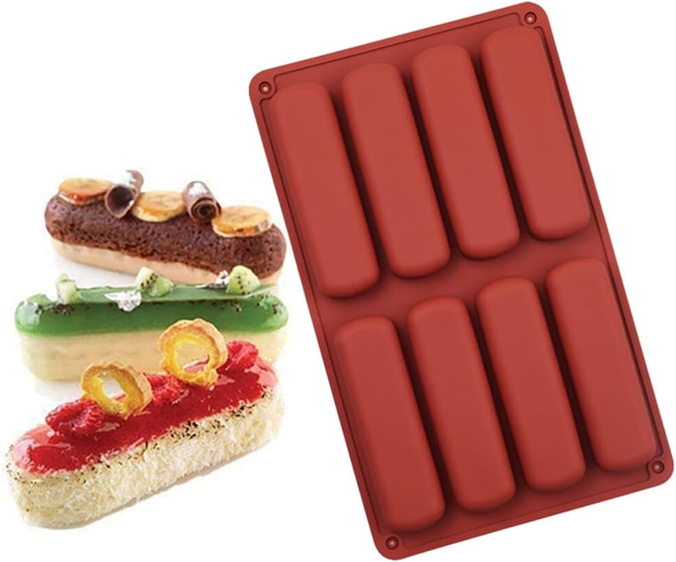 Molde de silicona para galletas de dedo, molde de barra de chocolate, molde antiadherente de silicona para pastel Twinkie, molde rectangular para