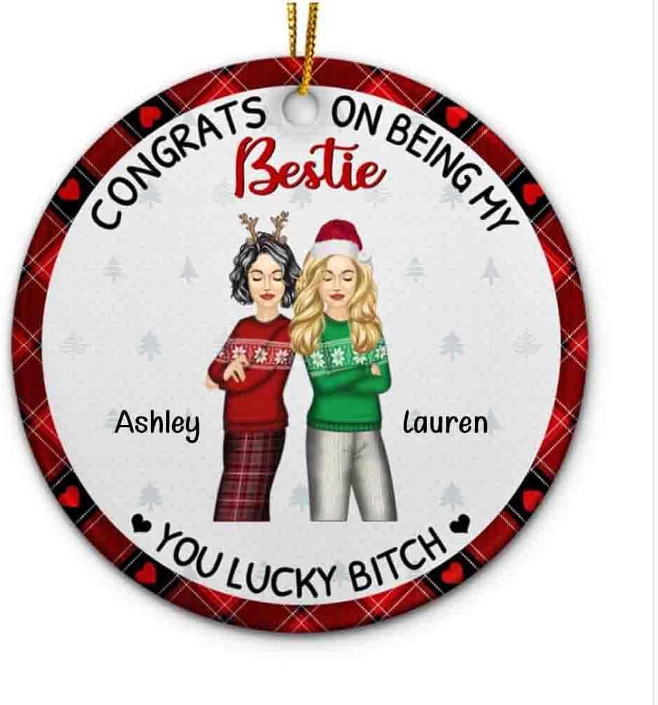 Adorno personalizado de mejores amigos, adorno de felicitación por ser mi mejor amiga, adorno de Navidad 2023, regalo para mejores amigas, mejores